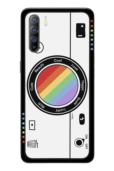Le Balvo Oppo Reno 3 Uyumlu Gökkuşaklı Makine Baskılı Silikon Kılıf ürün görseli 1