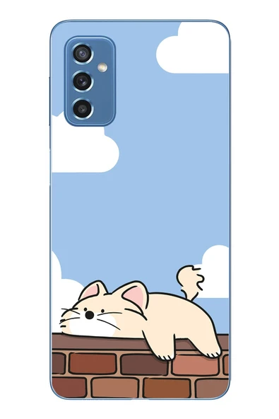 Le Balvo Samsung Galaxy M52 Uyumlu Duvar Üstünde Kedi Baskılı Silikon Kılıf ürün görseli 1