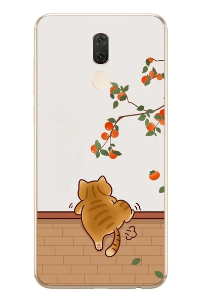 Le Balvo Huawei Mate 10 Lite Uyumlu Kedi Tırmanıyor Baskılı Silikon Kılıf ürün görseli 1