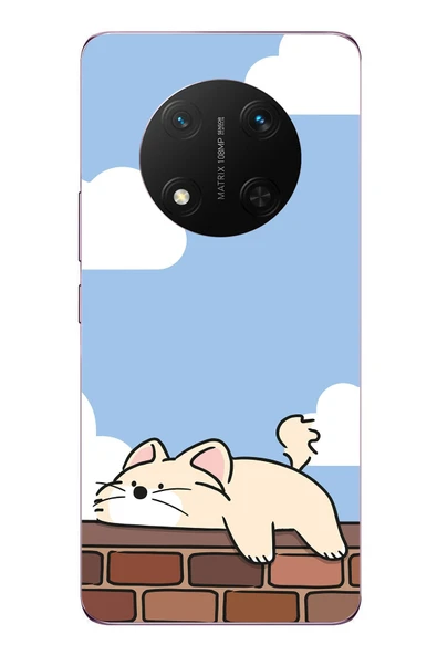 Le Balvo Honor Magic 7 Lite Uyumlu Duvar Üstünde Kedi Baskılı Silikon Kılıf ürün görseli 1