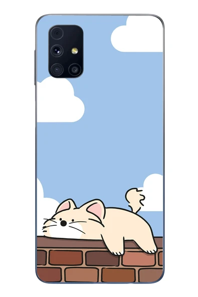 Le Balvo Samsung Galaxy M31s Uyumlu Duvar Üstünde Kedi Baskılı Silikon Kılıf ürün görseli 1