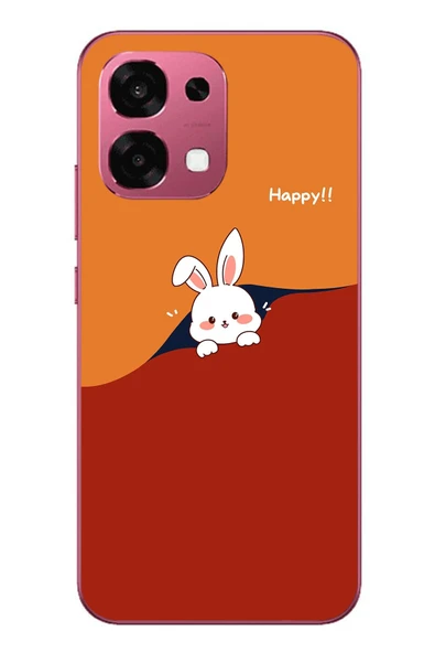 Le Balvo Oppo A6 PRO Uyumlu Mutlu Tavşan Baskılı Silikon Kılıf ürün görseli 1