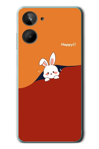 Le Balvo Realme 10 4G Uyumlu Mutlu Tavşan Baskılı Silikon Kılıf ürün görseli 1
