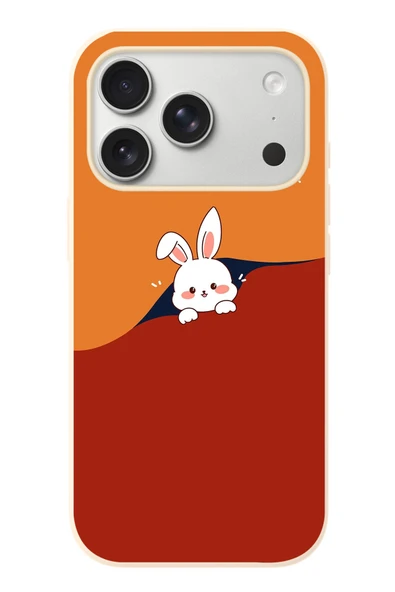 Le Balvo İphone 17 Pro Uyumlu Mutlu Tavşan Baskılı Silikon Kılıf ürün görseli 1