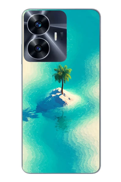 Le Balvo Realme C55 Uyumlu Adada Palmiye Baskılı Silikon Kılıf ürün görseli 1