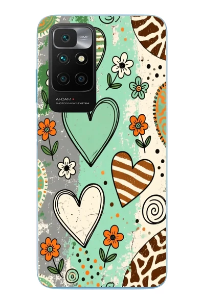 Le Balvo Redmi 10 2022 Uyumlu Renkli Kalpler Baskılı Silikon Kılıf ürün görseli 1