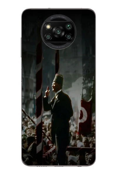 Le Balvo Poco X3 Uyumlu Atatürk Hitap Ediyor Baskılı Silikon Kılıf ürün görseli 1