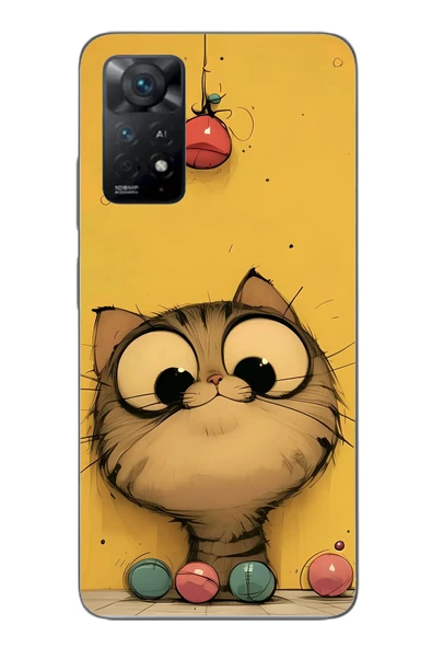 Le Balvo Redmi Note 11E Uyumlu Kedi Çizgisi Baskılı Silikon Kılıf ürün görseli 1