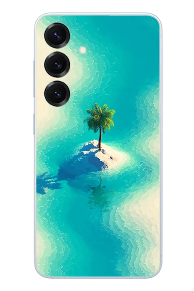 Le Balvo Samsung Galaxy S25 Uyumlu Adada Palmiye Baskılı Silikon Kılıf ürün görseli 1