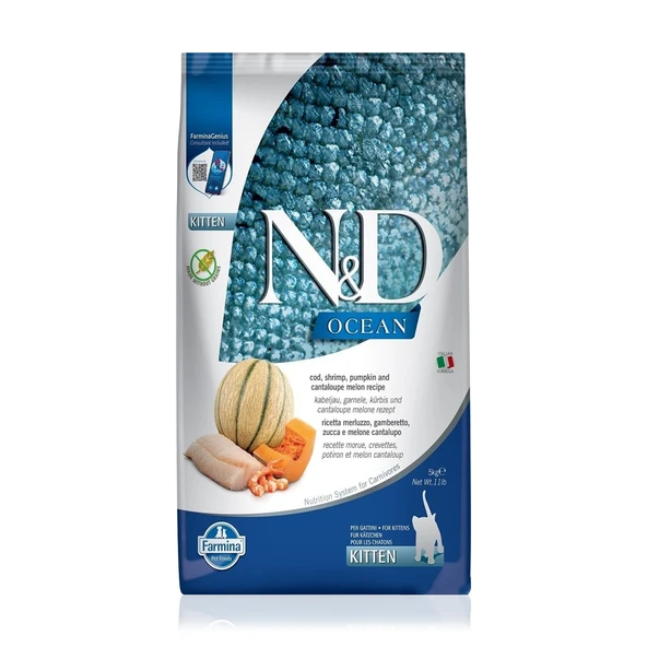 N&D Tahılsız Morina Balıklı Karidesli Bal Kabaklı Yavru Kedi Maması 5 Kg ürün görseli 1
