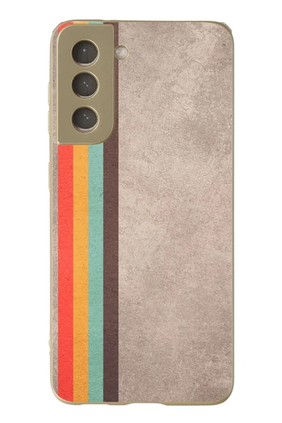 Le Balvo Samsung Galaxy S21 FE Uyumlu Retro Gökkuşağı Baskılı Silikon Kılıf ürün görseli 1