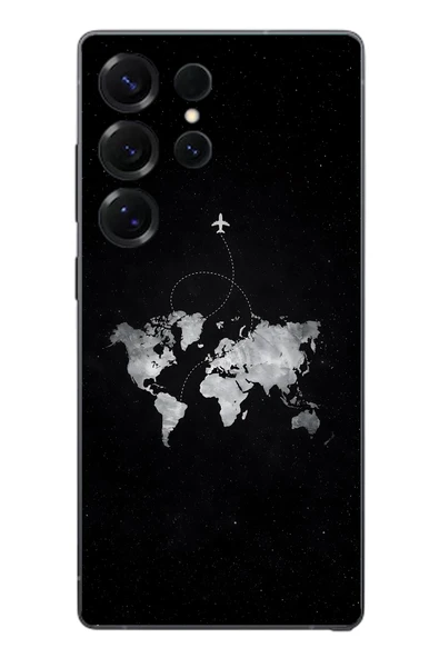 Le Balvo Samsung Galaxy S25 Ultra Uyumlu Dünya Haritası Uçuş Baskılı Silikon Kılıf ürün görseli 1