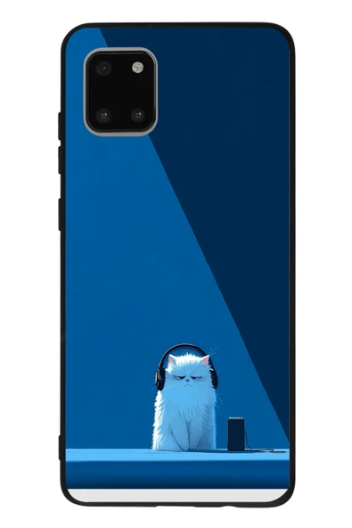 Le Balvo Samsung Galaxy Note 10 Lite Uyumlu Kulaklı Kedi Baskılı Silikon Kılıf ürün görseli 1