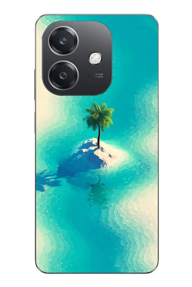 Le Balvo Oppo A3 Uyumlu Adada Palmiye Baskılı Silikon Kılıf ürün görseli 1