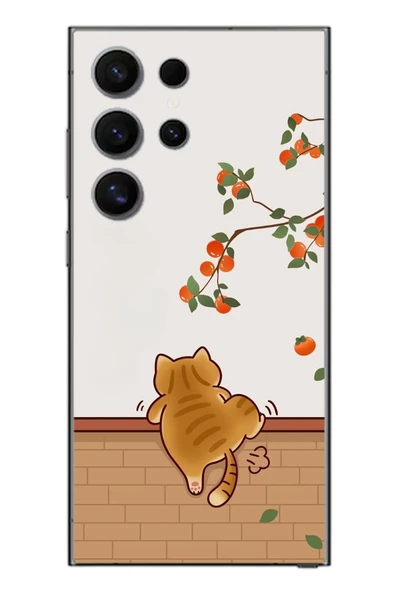 Le Balvo Samsung Galaxy S24 Ultra Uyumlu Kedi Tırmanıyor Baskılı Silikon Kılıf ürün görseli 1