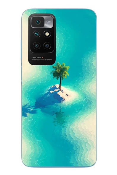 Le Balvo Redmi 10 2022 Uyumlu Adada Palmiye Baskılı Silikon Kılıf ürün görseli 1