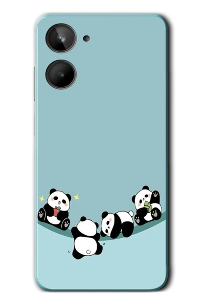 Le Balvo Realme 10 4G Uyumlu Panda Ailesi Baskılı Silikon Kılıf ürün görseli 1