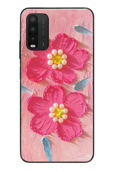 Le Balvo Redmi 9T Uyumlu İnci Çiçekler Baskılı Silikon Kılıf ürün görseli 1