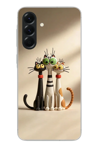 Le Balvo Samsung Galaxy A56 Uyumlu Neşeli Kedi Ailesi Baskılı Silikon Kılıf ürün görseli 1