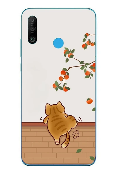 Le Balvo Huawei P30 Lite Uyumlu Kedi Tırmanıyor Baskılı Silikon Kılıf ürün görseli 1