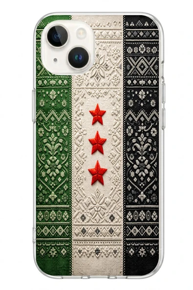 Le Balvo İphone 13/14 Uyumlu Suriye Bayrağı Dokuma Baskılı Silikon Kılıf ürün görseli 1