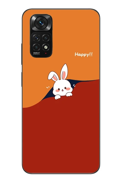Le Balvo Redmi Note 11 - 11s Uyumlu Mutlu Tavşan Baskılı Silikon Kılıf ürün görseli 1