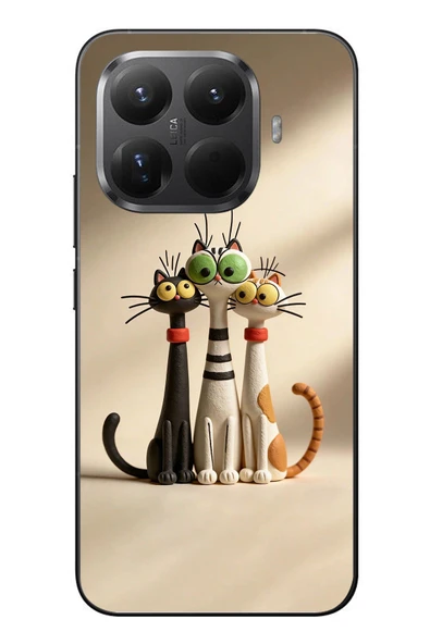 Le Balvo Xiaomi Mi 15T Pro Uyumlu Neşeli Kedi Ailesi Baskılı Silikon Kılıf ürün görseli 1
