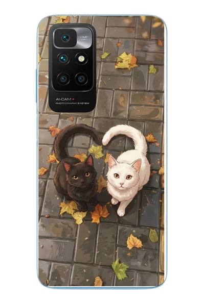 Le Balvo Redmi 10 2022 Uyumlu Kalp Kuyruklu Kediler Baskılı Silikon Kılıf ürün görseli 1