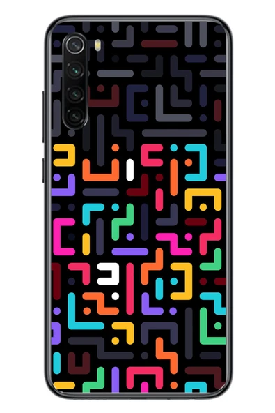 Le Balvo Redmi Note 8 Uyumlu Renkli Karışık Çizgiler Baskılı Silikon Kılıf ürün görseli 1