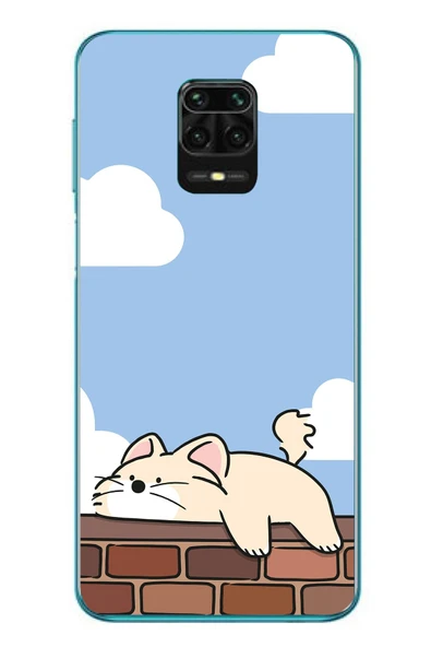 Le Balvo Redmi Note 9s Uyumlu Duvar Üstünde Kedi Baskılı Silikon Kılıf ürün görseli 1