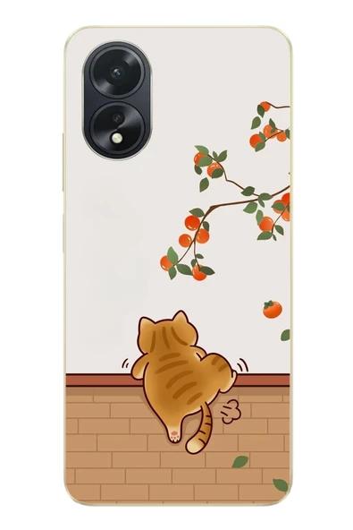 Le Balvo Oppo A38 Uyumlu Kedi Tırmanıyor Baskılı Silikon Kılıf ürün görseli 1