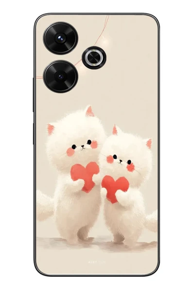 Le Balvo Redmi 13 Uyumlu Kalpli Beyaz Kediler Baskılı Silikon Kılıf ürün görseli 1