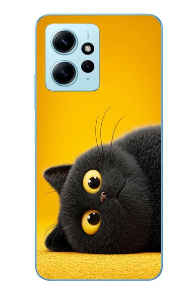 Le Balvo Redmi Note 12 4G Uyumlu Yan Bakan Siyah Kedi Baskılı Silikon Kılıf ürün görseli 1