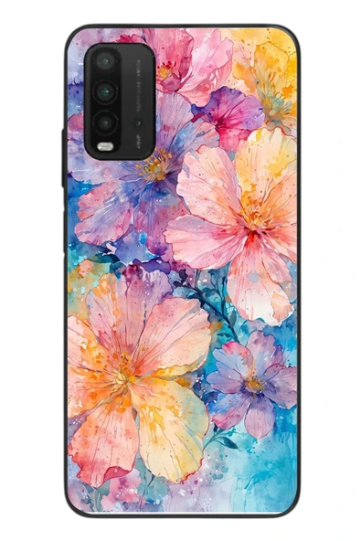Le Balvo Redmi 9T Uyumlu Yağlı Boya Çiçekler Baskılı Silikon Kılıf ürün görseli 1