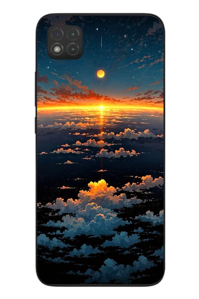 Le Balvo Redmi 9C Uyumlu Gün Batımı ve Ay Baskılı Silikon Kılıf ürün görseli 1