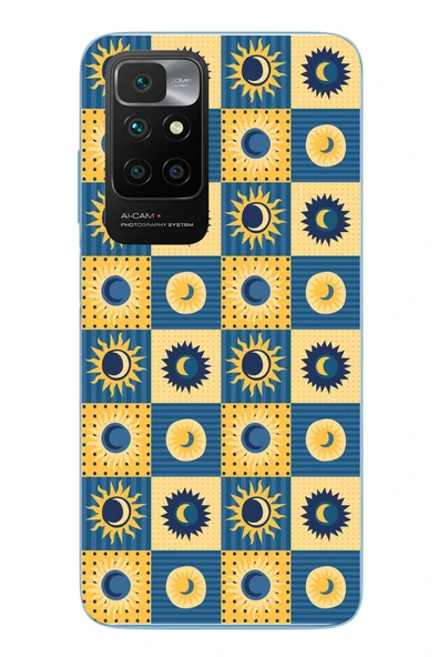 Le Balvo Redmi 10 2022 Uyumlu Damalı Papatyalar Baskılı Silikon Kılıf ürün görseli 1