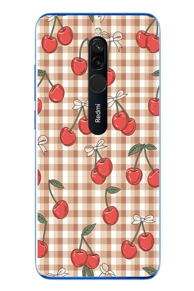 Le Balvo Redmi 8 Uyumlu Kurdeleli Kiraz Baskılı Silikon Kılıf ürün görseli 1