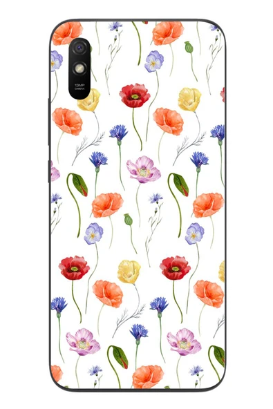 Le Balvo Redmi 9A Uyumlu Sade Tek Çiçekler Baskılı Silikon Kılıf ürün görseli 1