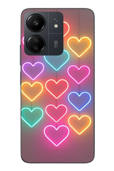 Le Balvo Redmi 13C Uyumlu Neon Kalpler Baskılı Silikon Kılıf ürün görseli 1
