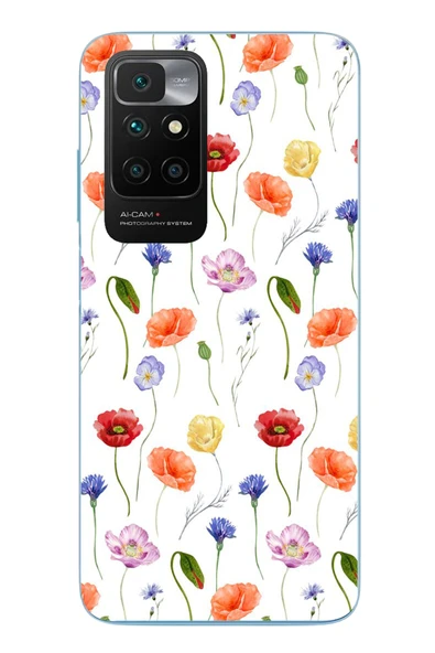 Le Balvo Redmi 10 2022 Uyumlu Sade Tek Çiçekler Baskılı Silikon Kılıf ürün görseli 1