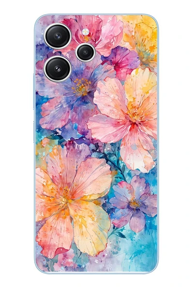 Le Balvo Redmi 12 Uyumlu Yağlı Boya Çiçekler Baskılı Silikon Kılıf ürün görseli 1