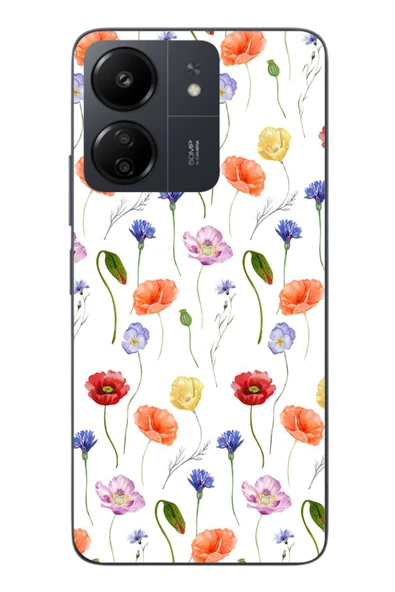 Le Balvo Redmi 13C Uyumlu Sade Tek Çiçekler Baskılı Silikon Kılıf ürün görseli 1