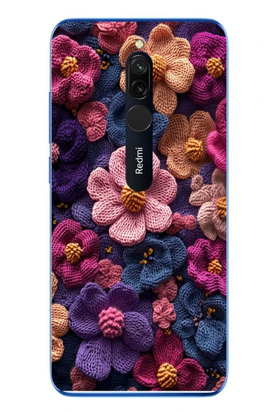 Le Balvo Redmi 8 Uyumlu Çiçek Örgüsü Baskılı Silikon Kılıf ürün görseli 1