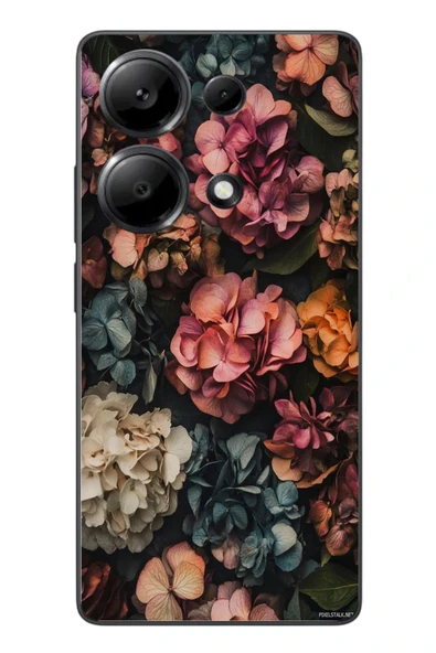 Le Balvo Redmi Note 13 Pro 4G Uyumlu Koyu Çiçekler Baskılı Silikon Kılıf ürün görseli 1
