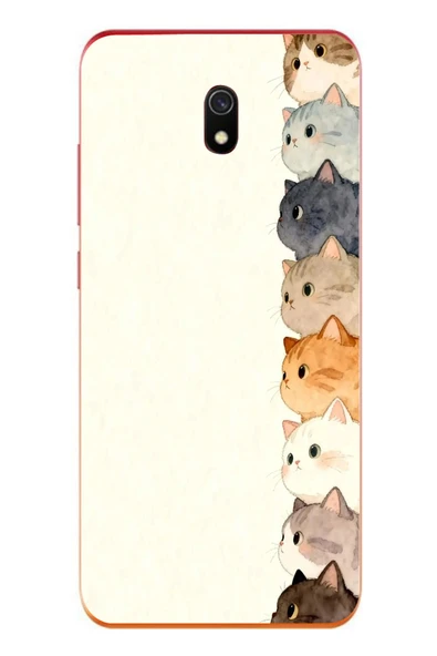 Le Balvo Redmi 8A Uyumlu Sıralı Kediler Baskılı Silikon Kılıf ürün görseli 1