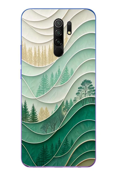 Le Balvo Redmi 9 Uyumlu Beyaz Çizgili Orman Baskılı Silikon Kılıf ürün görseli 1
