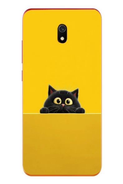 Le Balvo Redmi 8A Uyumlu Sarı Gözlü Kedi Baskılı Silikon Kılıf ürün görseli 1