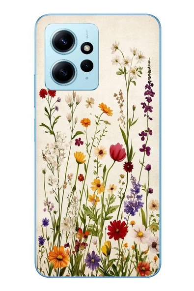 Le Balvo Redmi Note 12 4G Uyumlu Zarif Çiçekler Baskılı Silikon Kılıf ürün görseli 1