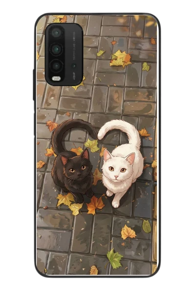 Le Balvo Redmi 9T Uyumlu Kalp Kuyruklu Kediler Baskılı Silikon Kılıf ürün görseli 1