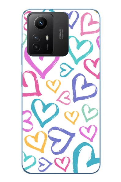 Le Balvo Redmi Note 12S Uyumlu Modern Çizgi Kalpler Baskılı Silikon Kılıf ürün görseli 1